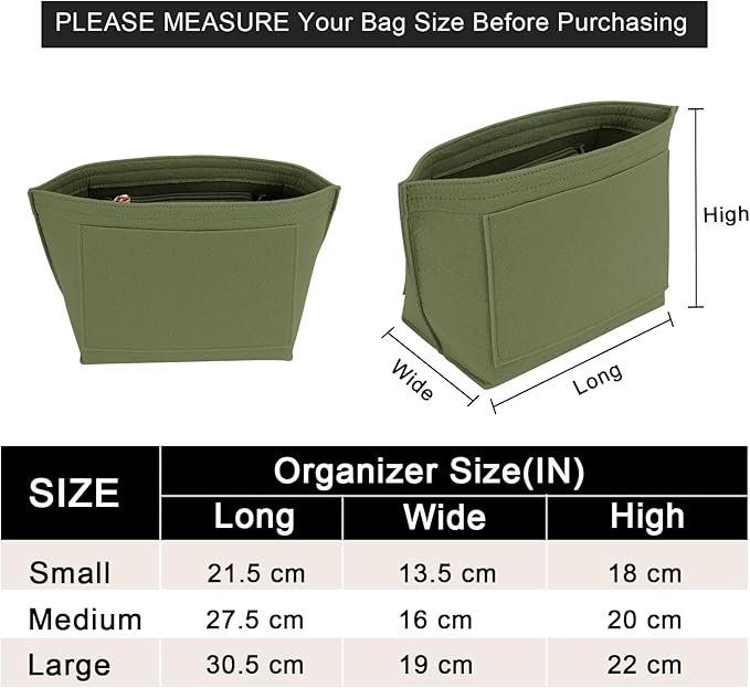 LOUKAYCCI Felt Purse Organizer Insert for Longchamp Le Pliage L Handbag Insert (Large,Forest Green)