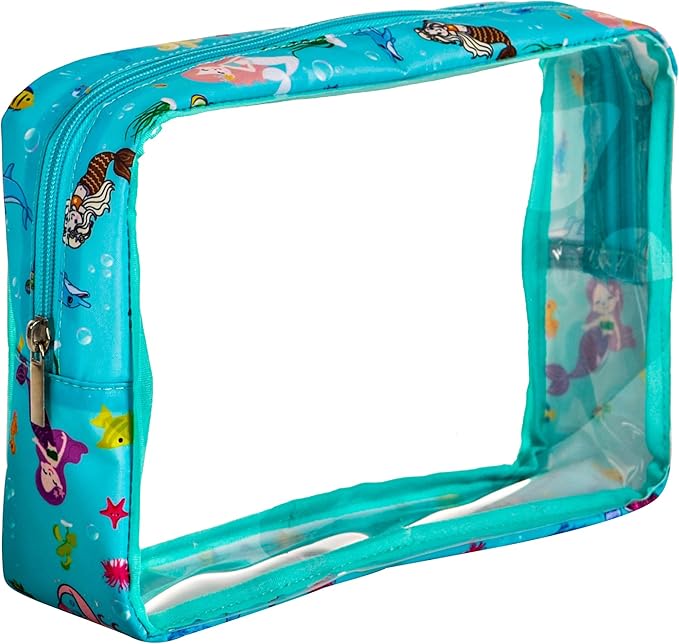 TSA Approved 5-Piece Diaper Bag Organizer Pouch Set Clear Waterproof TPU Kids Toiletry Storage Set Travel Packing Clutch Cube Bags for Baby Nursing(Mermaid)