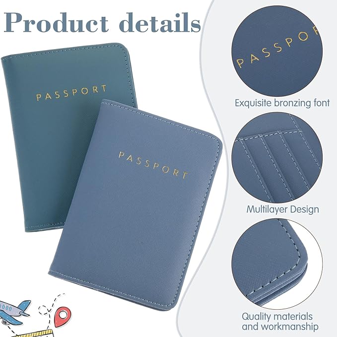2 Pcs Passport Cover Holder for Travel Waterproof Leather Passport Wallet Case Book Travel Cruise Essentials for Women Men | 2 Pieces, Bridal, Holder, Waterproof, Holder Covers, Travel Wallet