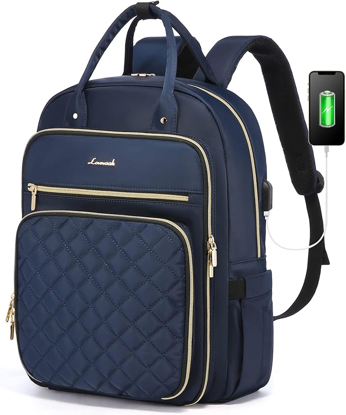 LOVEVOOK Laptop Backpack for Women, Water Resistant Travel Work Backpacks Purse Stylish College Business Teacher Nurse Computer Bag with USB Charging Port, Fits 17" Laptop