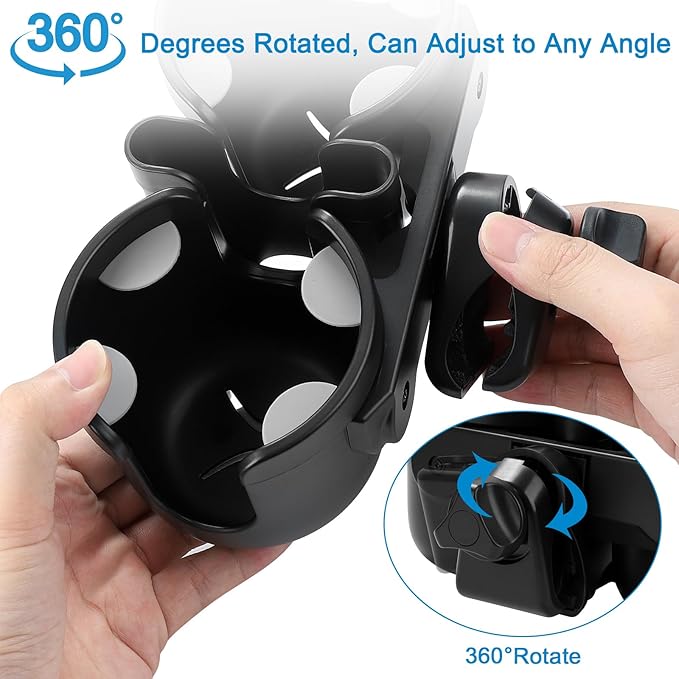 Accmor Stroller Cup Holder with Phone Holder, Bike Cup Holder, Universal Cup Holder for Uppababy Nuna Doona Strollers, 2-in-1 Cup Phone Holder for Stroller Bike Wheelchair Walker Accessory