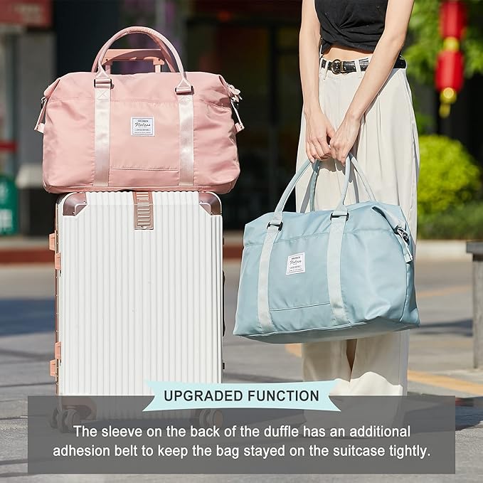 HYC00 Travel Duffel Bag,Carry-on Overnight Weekender Bags for Women,Sports Tote Gym Bag with Wet Pocket