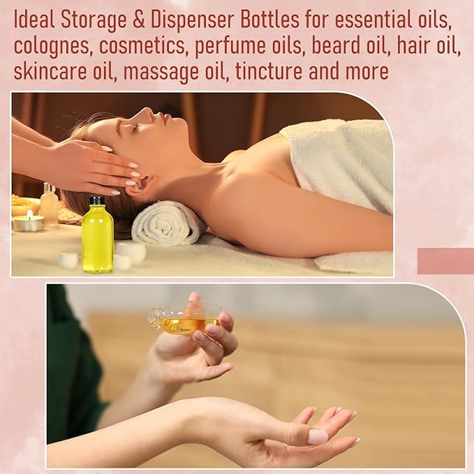 AOZITA 8 Pack, 2 oz Small Clear Glass Bottles w/Lid & 2 Funnels - 60ml Boston Shot Bottles for Health, Immunity, Potion, Wellness, Sample, Ginger, Juice - Mini Personal Care & Beauty Travel Bottle