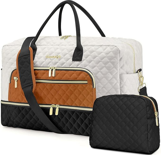 Travel Duffle Bag Weekender for Women - Carry-On Overnight Bag Personal Item Bag with Shoe Compartment & Wet Pocket Large Weekend Tote Bags with Toiletry Bag Hospital Bags for Labor and Delivery