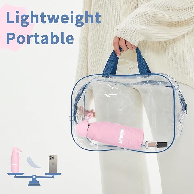 Yoobure Travel Umbrella Portable Compact Umbrellas, Pocket Mini for Purse, Umbrellas for UV Sun & Rain Small for Backpack, Umbrella with Case Folding for Kids Women