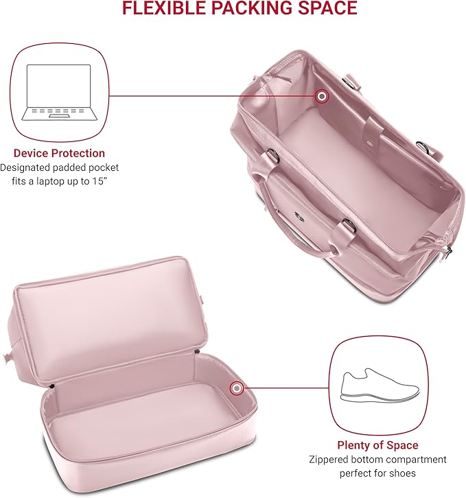 SwissGear 7366 Signature Hardside Expandable Luggage with Spinner Wheels and TSA Lock, Weekender Tote, Pink, 2-Piece Set (Weekender/27)