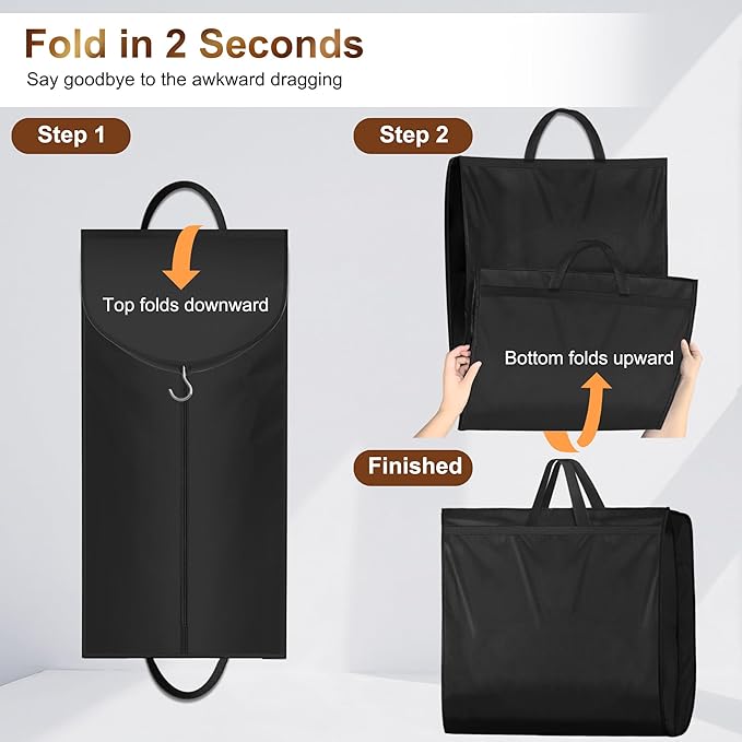 MISSLO 72" Wedding Dress Garment Bag for Travel Waterproof Dress Bags for Gowns Long 4" Gusseted Dresses Protector Bag for Closet Storage Clothing Covers for Hanging Clothes, Black