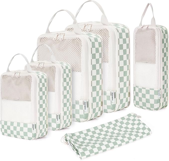 Narwey 6 Set/5 Set Compression Packing Cubes for Travel Kids Women Carry on, Packing Organizers Bag for Backpack Luggage Suitcase Duffle Bags
