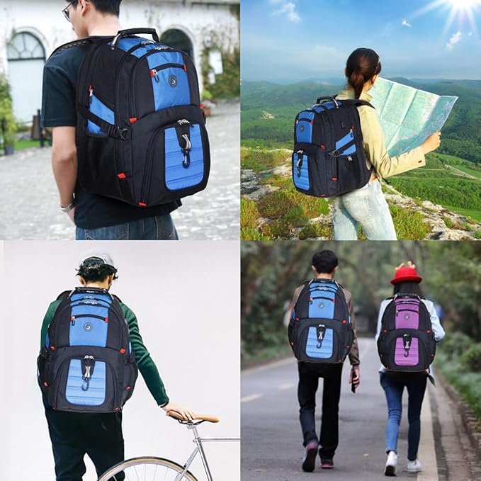 SHRRADOO Extra Large 50L Travel Laptop Backpack with combination lock, College High School Backpack Airline Approved Business Work Bag Fits 17 Inch Computer for Men Women