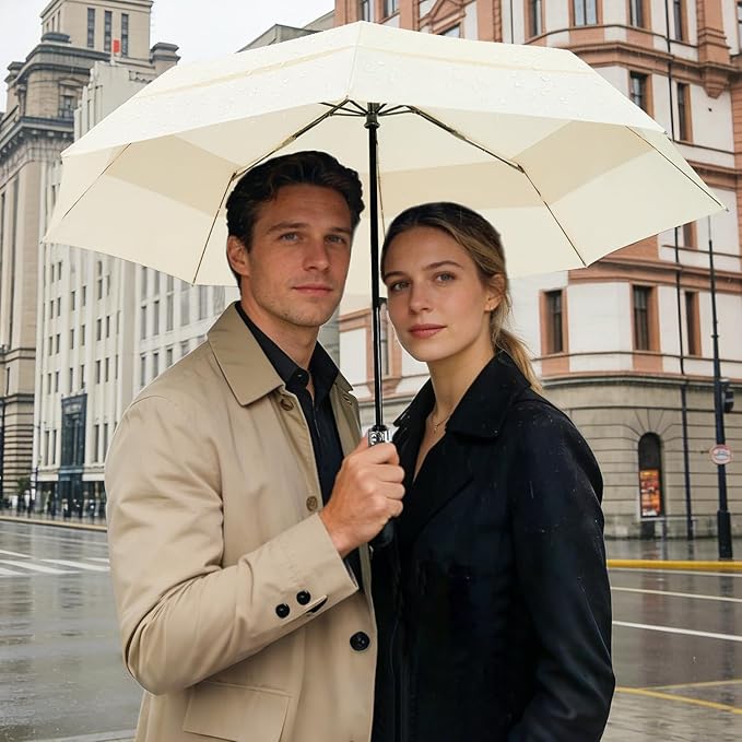 Lejorain Large Folding Golf Umbrella - Compact Mens Umbrellas Travel Rain and Windproof 54inch Collapsible Automatic Open Close Umbrella 210T Teflon Vented Double Canopy