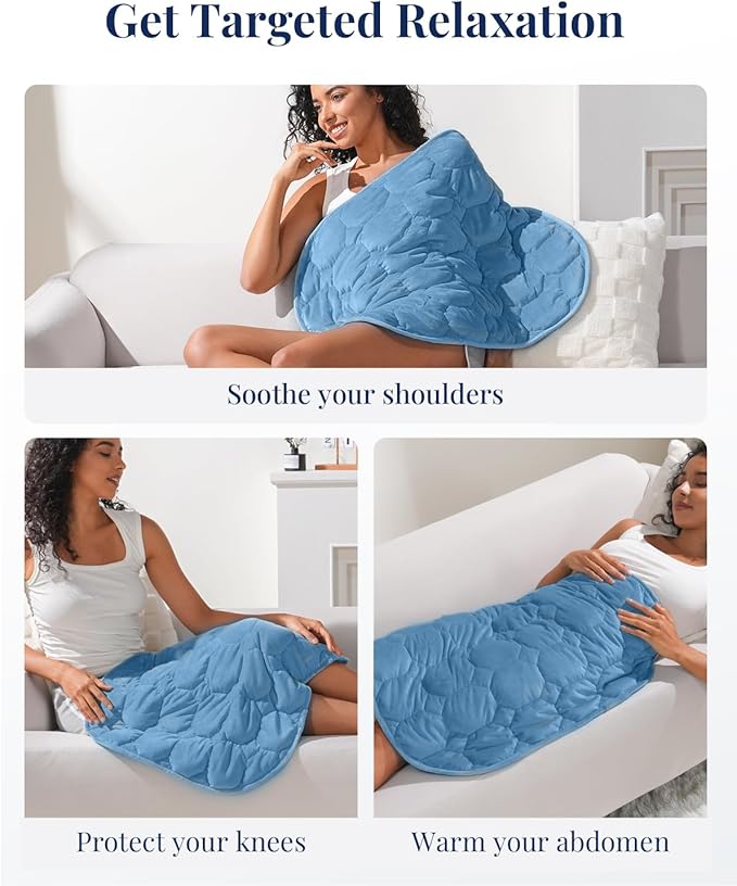 Kivik 7lbs Weighted Lap Blanket for Adults, Ultra Soft Weighted Lap Pad, Small Cozy Heavy Blankets for Sleeping & Relaxing, Machine Washable, Blue, 24 x 29 Inches