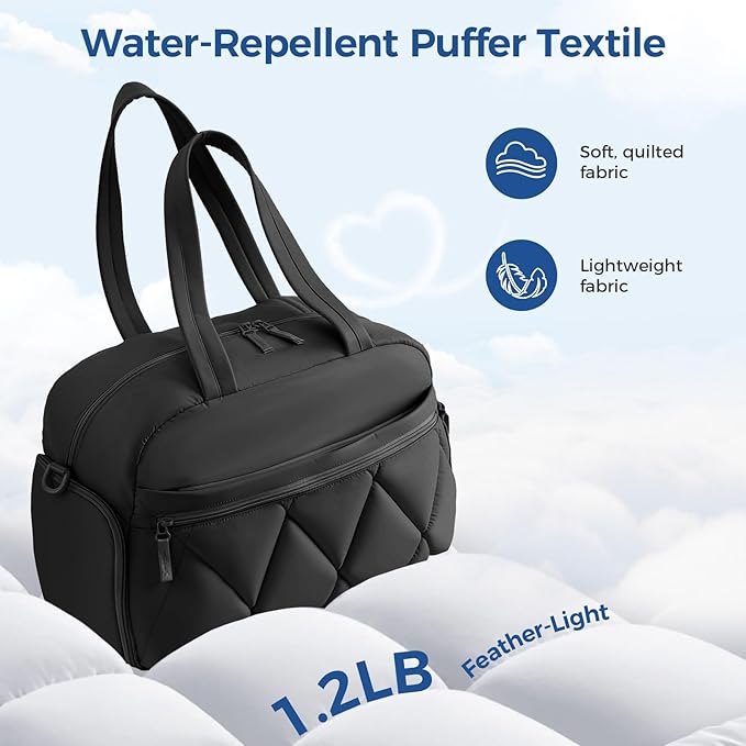 Travel Duffle Bag for Women - Gym Bag With Shoes Compartment & Wet Pocket, Carry On For Weekender, Overnight, Sport(Black)