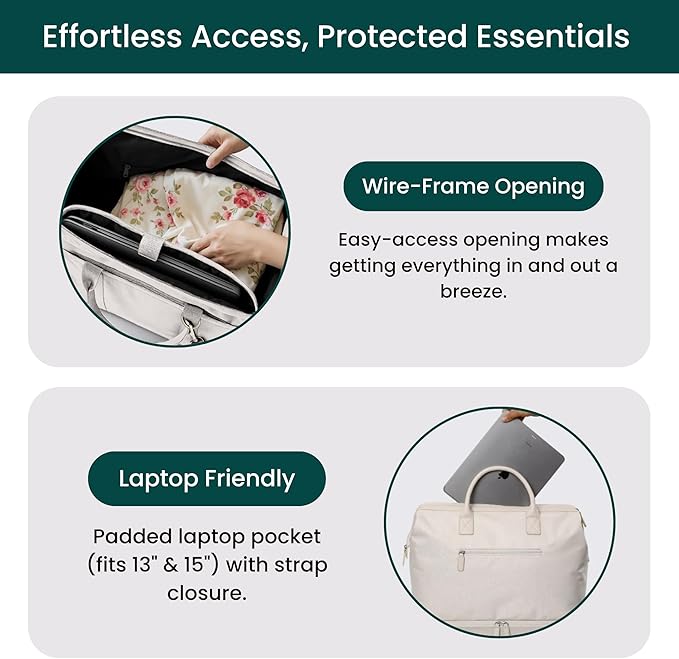 Nobl Travel Weekender Bag for Women & Men, Large Duffel Carry-On Tote with Trolley Sleeve, Separate Shoe Compartment & Laptop Pocket, Leather Overnight Bag for Airplane, Gym, Road Trips - Sand