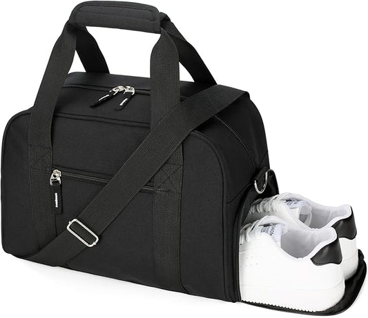 SeaRock 14 inch Small Gym Bag for Men & Women, Mini Duffle Bag with Shoe Compartment, Carry On Duffel Bag for Travel Sports, Black