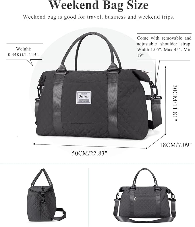 HYC00 Travel Duffel Bag,Carry-on Overnight Weekender Bags for Women,Sports Tote Gym Bag with Wet Pocket