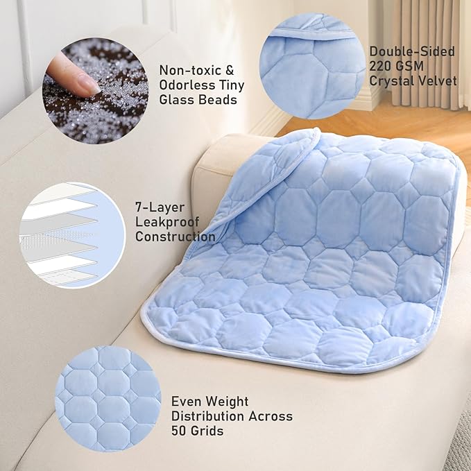 Wemore Weighted Lap Blanket 7lbs for Adults, Small Weighted Blanket for Travel, Calming, Relaxing, Napping and Sleeping, All-Season Weighted Lap Pad, Machine Washable, Sky Blue 24x29 inches