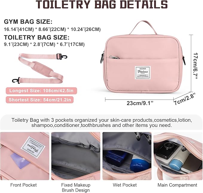Travel Duffel Bag with Shoes Compartment, Overnight Weekender Bags for Women, Carry on Personal Item Travel Set