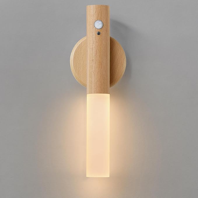 Montford Battery Operated Wall Sconces, Motion Sensor Night Light Magnetic Wall Light Rechargeable Wall Sconce, Peel and Stick Sconce Lights for Bedside Stair Hallway