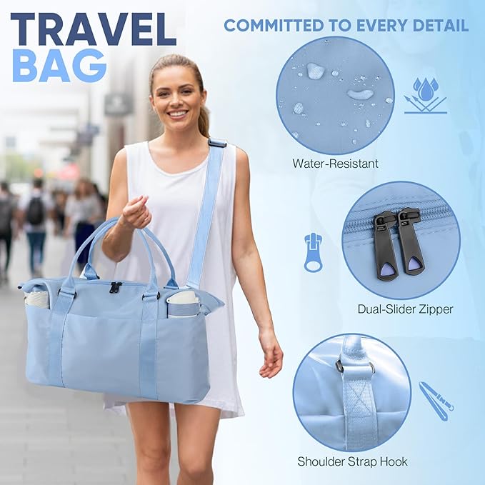 Travel Duffle Bag, Weekender Travel Bag Men Small Gym Bag for Women, Hospital Bag for Labor and Delivery, Overnight Bag Luggage Bag with Trolley Sleeve, Airplane Travel Essentials for Flying(Black)