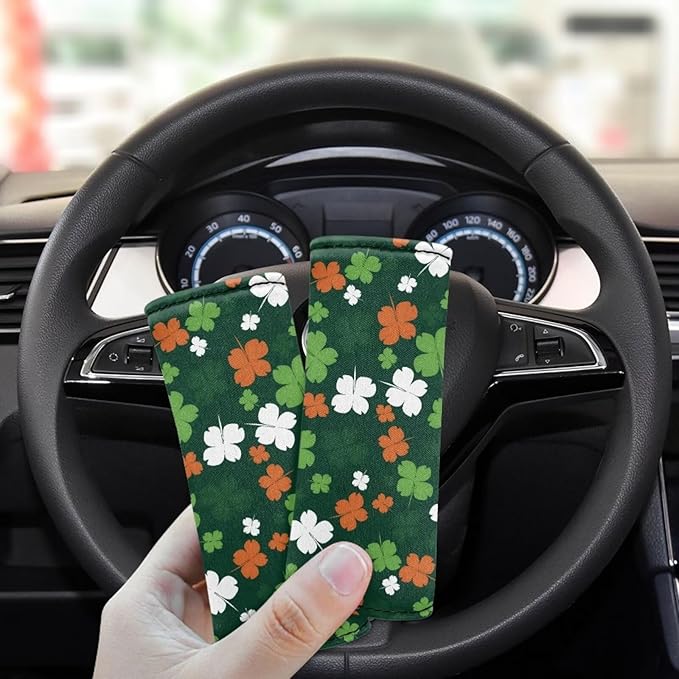 BIGCARJOB St. Patrick Luggage Handle Wraps Set for Suitcase,Set of 2 Pcs Cute Leave Print Luggage Tag Identifiers Marker Travel Accessories Suitcase Tags Identifiers Travel Bags