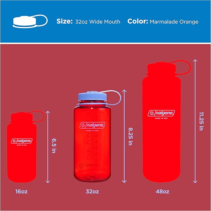Nalgene 32 oz Wide Mouth Water Bottle | BPA-Free, Durable & Leak Proof, Lightweight Bottle for Hiking & Gym, Work & Travel