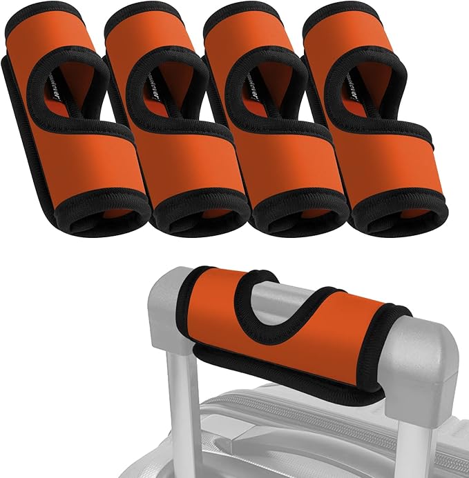 5 Pcs Neoprene Luggage Handle Wrap Handle Grip Luggage Tags Identifier Hollow Design for Push-Button, Bright Luggage Markers for Airport Travel Luggage Suitcase Trolley Case