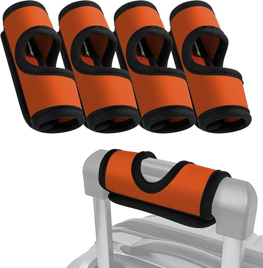 5 Pcs Neoprene Luggage Handle Wrap Handle Grip Luggage Tags Identifier Hollow Design for Push-Button, Bright Luggage Markers for Airport Travel Luggage Suitcase Trolley Case