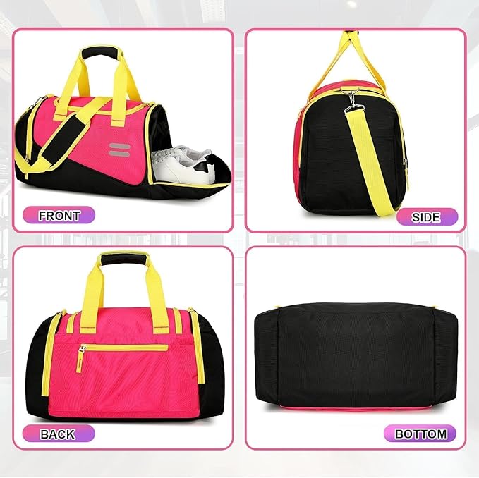 Urbanstand Gym Bag for Men & Women - 30L Duffel Bag with Shoe Compartment, Weekender Water Resistant Duffle Bag for Travel, Sports, Exercise & Workouts, Pink Yellow