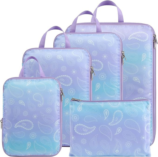 Cambond Compression Packing Cubes for Travel - Lightweight Expandable Travel Bags Luggage Organizers Travel Essentials Compression Cubes for Travel Space Saver for Carry on Suitcases Organizer