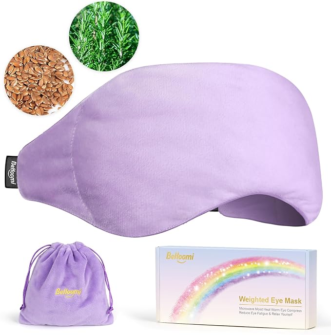 Heated Eye Mask Warm Compress for Eyes, Weighted Eye Mask for Sleeping, Microwave Hot Compress for Eyes Relaxation, Reusable Sleep Mask for Home, Office, Stocking Stuffers (Rosemary)