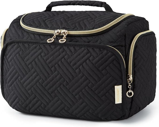 BAGSMART Travel Toiletry Bag for Women, Cosmetic Bag Makeup Bag Organizer with Handle, Travel Bag for Toiletries, Travel Accessories, Full Sized Container