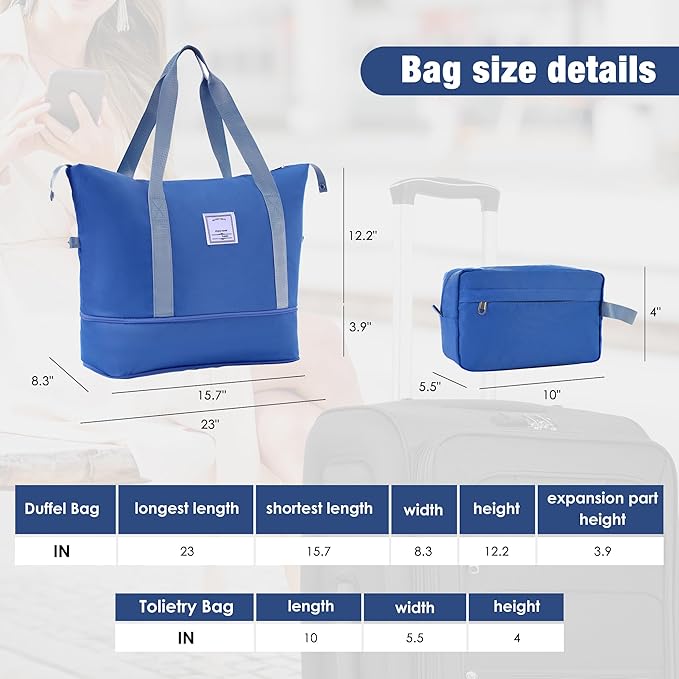 3 Piece Softshell Expandable Luggage Sets with 2 Travel Bags, Lightweight Travel Suitcase Set with TSA Lock, 360°Swivel Spinner Wheels, Durable Softside Luggage for Men Women, 22/26/30 in, Navy Blue