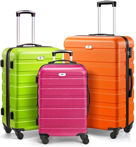 Suitour Luggage set 3 piece,Hardside Lightweight Suitcase Set with Spinner Wheel TSA Lock,20 24 28 inch Travel Suitcase