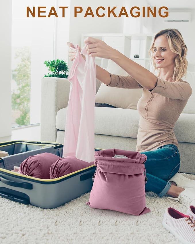 FantasyLife Shoe Bags for Travel, 17.3"x12.6" Washable Dust Bags for Storage & Packing, Flannel Shoe Pouch with Drawstring Closure for Purses, Handbags, Shoes & Toys (2, Parfait Pink)
