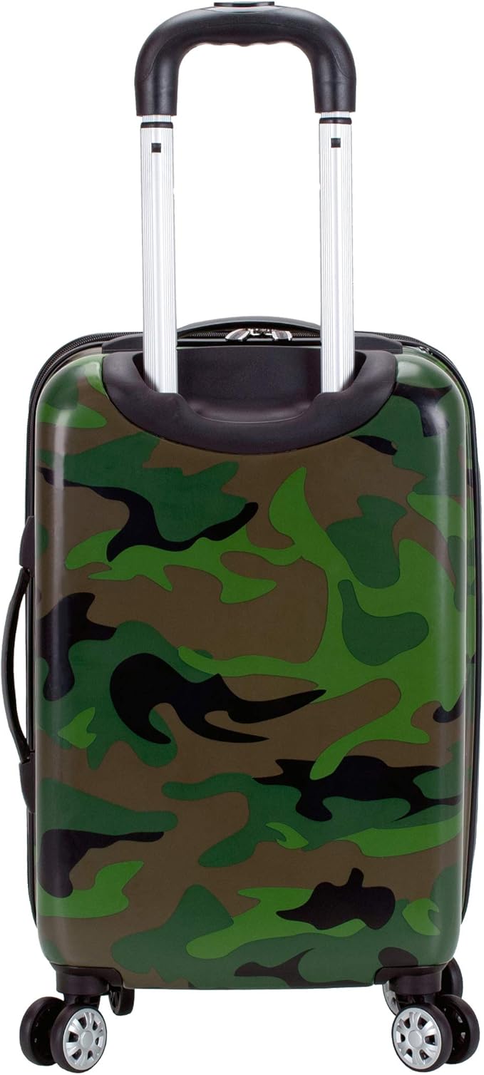 Rockland Safari Hardside Spinner Wheel Luggage, CAMO, 3 Piece (20"/24"/28")