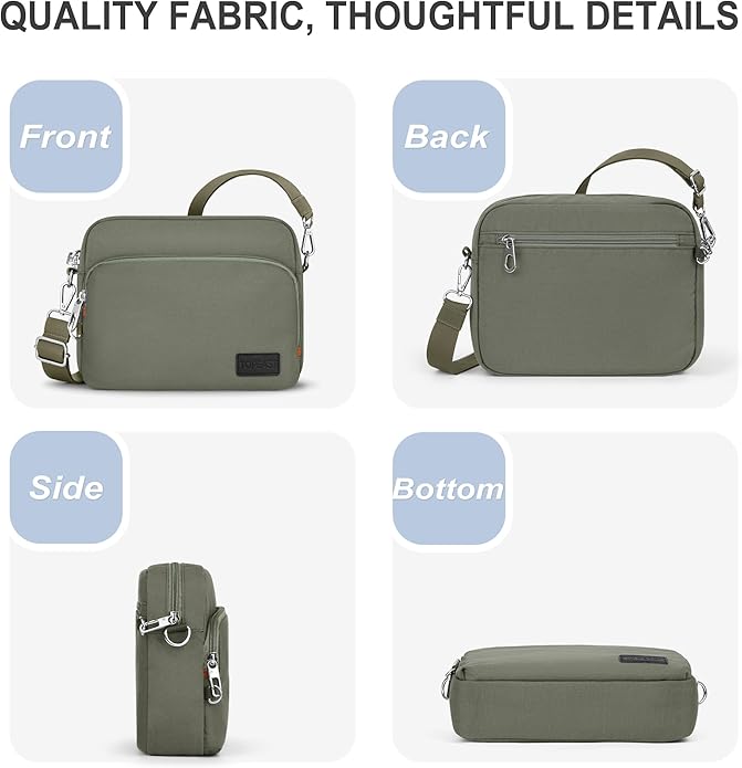 TOPEAST Anti-Theft Crossbody Travel Bag for Women Men, Lightweight Shoulder Bag Classic Design for Trip, Daily Use, Sport