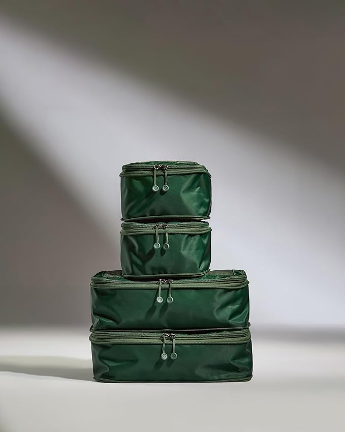 ANTLER - Compression Packing Cubes for Travel, Luggage Organiser for Suitcases or Bags, Travel Accessories, Set of 4, Antler Green