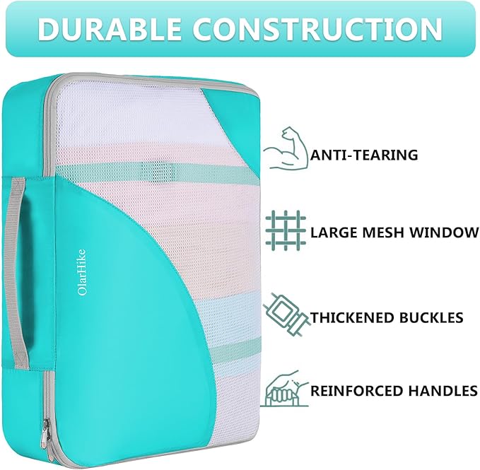 8 Set Packing Cubes for Travel, Gifts for Women Mom,Anti-Tearing Suitcase Organizer for Luggage with Shoe & Hanging Toiletry Bag,OlarHike Vacation Essentials & Accessories for Cruise Ship