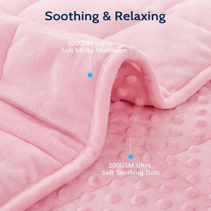 L'AGRATY Weighted Blanket for Adult - 80"x87" 20lbs Minky Dots Heavy Blanket with Glass Beads Soft Breathable for All-Season Summer Fall Winter Thick Comfort for Sleeping