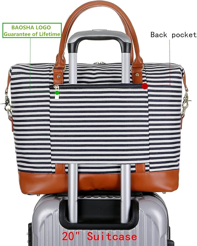 BAOSHA HB-28 Ladies Women Canvas Travel Weekender Bag Overnight Carry-on Duffel Tote Bag