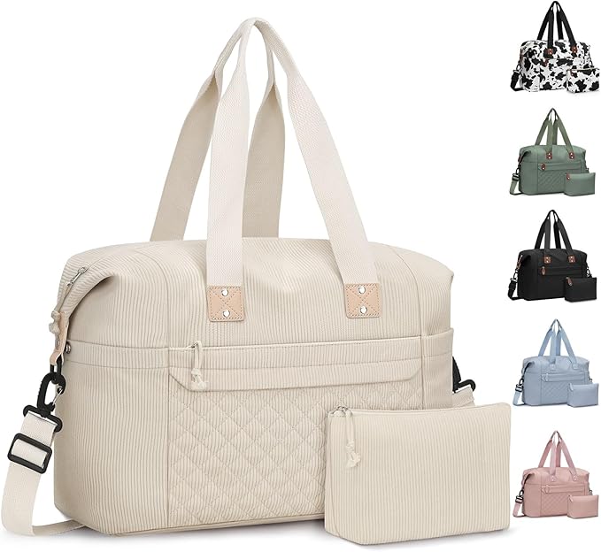 Travel Duffle Bag, Waterproof Weekender Overnight Hospital Bags for Women Men with Toiletry Bag Lightweight Carry on Personal Item Duffle Gym Bag for Travel, Airplanes, Sports