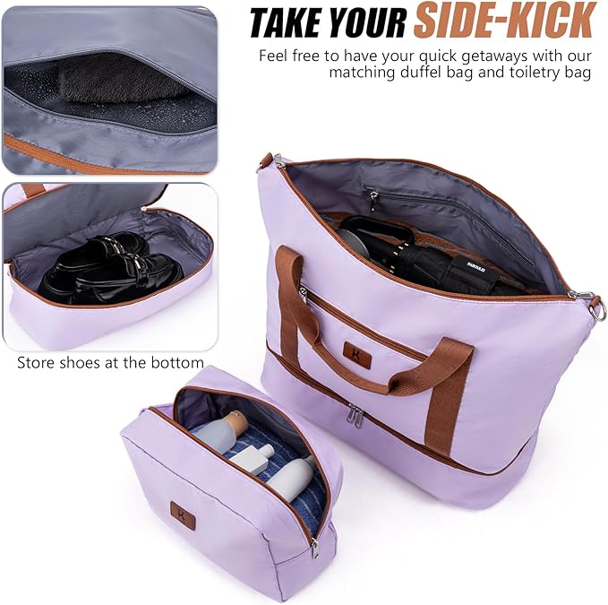 KUNEL Expandable 5 Piece Luggage Sets with Detachable Spinner Wheels and TSA Lock, Unisex Hardside ABS Suitcase Set, Hardshell Lightweight Waterproof Travel Hard Case Suitcases with Wheels, Purple