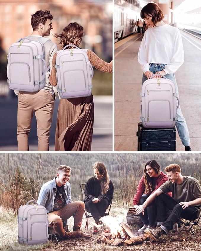 LOVEVOOK Travel Backpack For Women Flight Approved, 50L Large Carry On Backpack For Airplanes, Personal Item Travel Bag, Waterproof 18 Inch Laptop Backpack For Business Weekender Overnight, 4Pcs Set