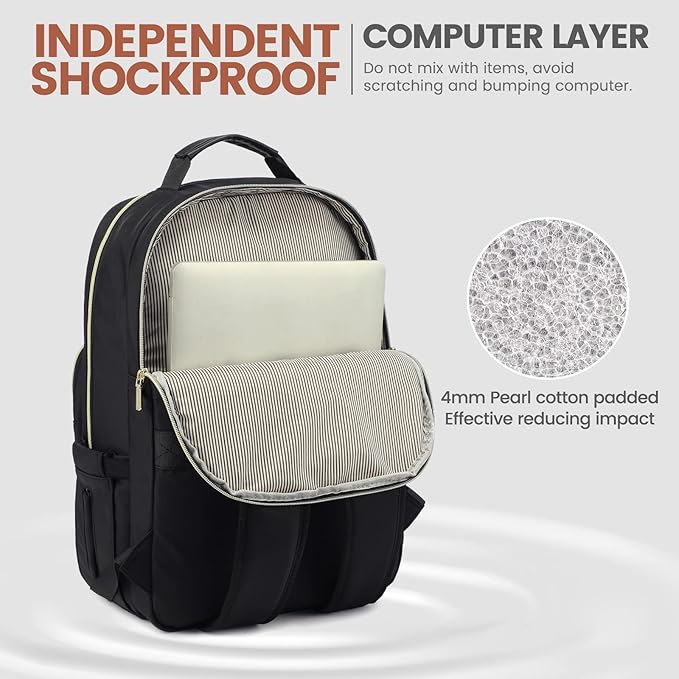 LOVEVOOK Laptop Backpack for Women 18.4 inch,Cute Womens Travel Backpack Purse,Professional Laptop Computer Bag,Waterproof Work Business College Teacher Bags Carry on Backpack with USB Port,Black