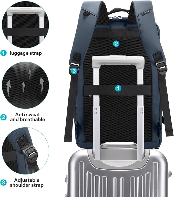 BANGE Travel Backpack with Shoe Compartment, 40L Large Capacity Back Pack, Men's Weekender Daypack Fits 17.3 Inch Laptop, Carry On Travel Backpack with Water Bottle Holder for Men and Women
