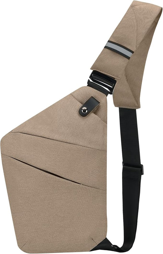 Anti-Theft Crossbody Bag Theft Proof Sling Bags for Women Men Waterproof Travel Essentials Secure Purse with Passport Holder, Ideal for Safe Travel Outdoors, Coffee