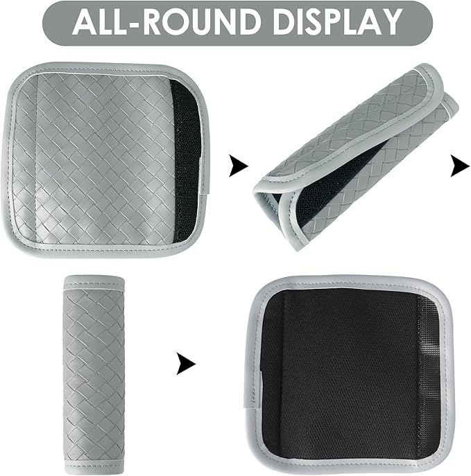 Leather Luggage Handle Wraps for Suitcase, 4 Pack Luggage Handle Cover Identifiers Tags Markers for Travel Accessories (Grey)