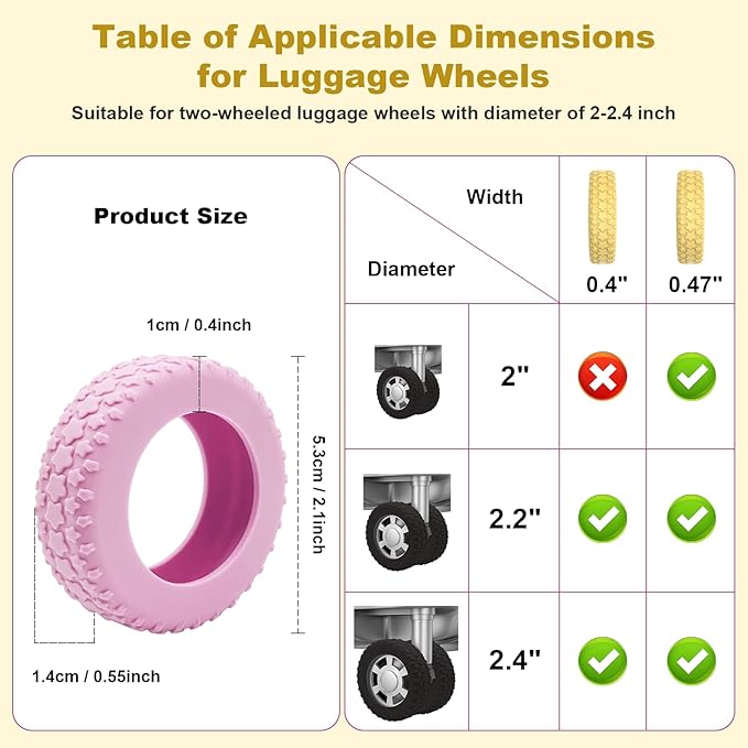 8PCS Luggage Wheel Protector, Silicone Luggage Wheel Covers for 2-2.4" Suitcases Spinner Wheel,Upgraded Wear-Resistant, Silent, Shock Absorption Luggage Accessories for Carry-On Travel(Black)
