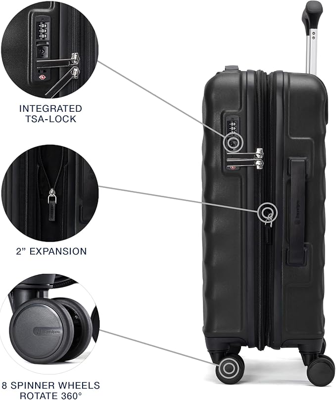 Travelpro Maxlite Air V2 Hardside Expandable Carry on Luggage, 8 Spinner Wheels, Lightweight Hard Shell Suitcase, TSA lock, Black, Compact Carry On 19-Inch