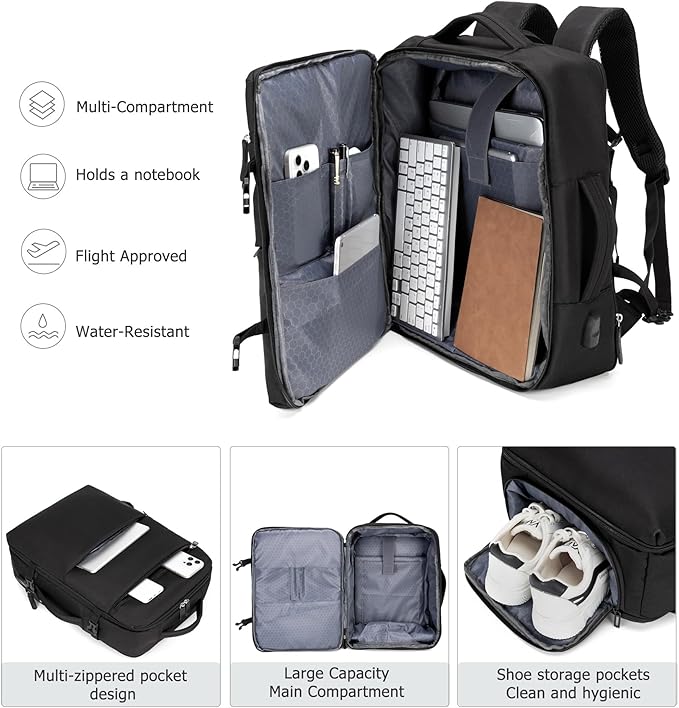 feilario 2 Piece Set Aluminium Frame PC Hard Shell Spinner Wheels Luggage,22.5"X15"X9.5" Airline Approved Built-In TSA lock Carry on Suitcase, with Cup Holder, USB Port, Phone Holder
